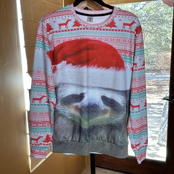 Sloth Ugly Christmas Sweatshirt Size Small Oversized - Picture 2 of 5